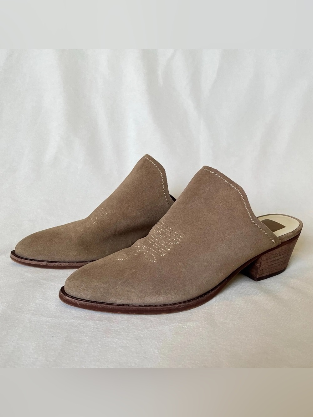 Dolce Vita Shiloh western-inspired suede mules in truffle